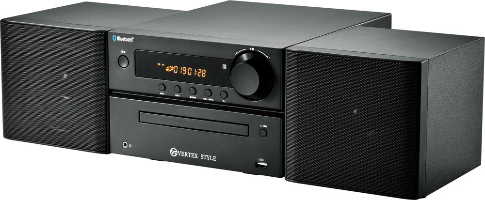 VERTEX ヴァーテックスマイクロシステムコンポ BTMC-V002 CD再生・USB再生・FMラジオ視聴・CDからUSBへ録音・Bluetooth搭載 BTMC-V002(本体)