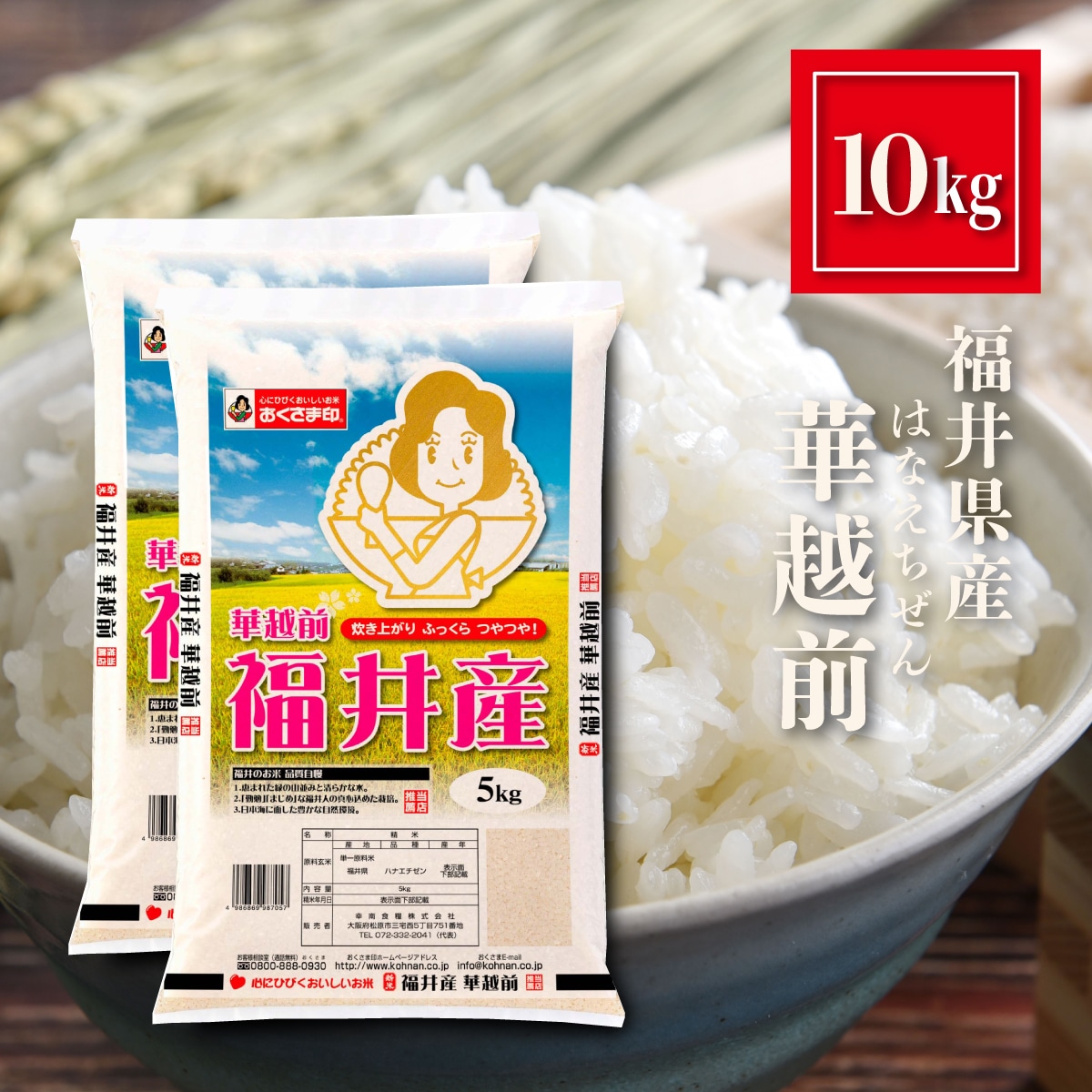福井県産 華越前 米 10kg（5kg×2個） お米 精米 白米 ハナエチゼン はなえちぜん おくさま印 食品 国産 10キロ