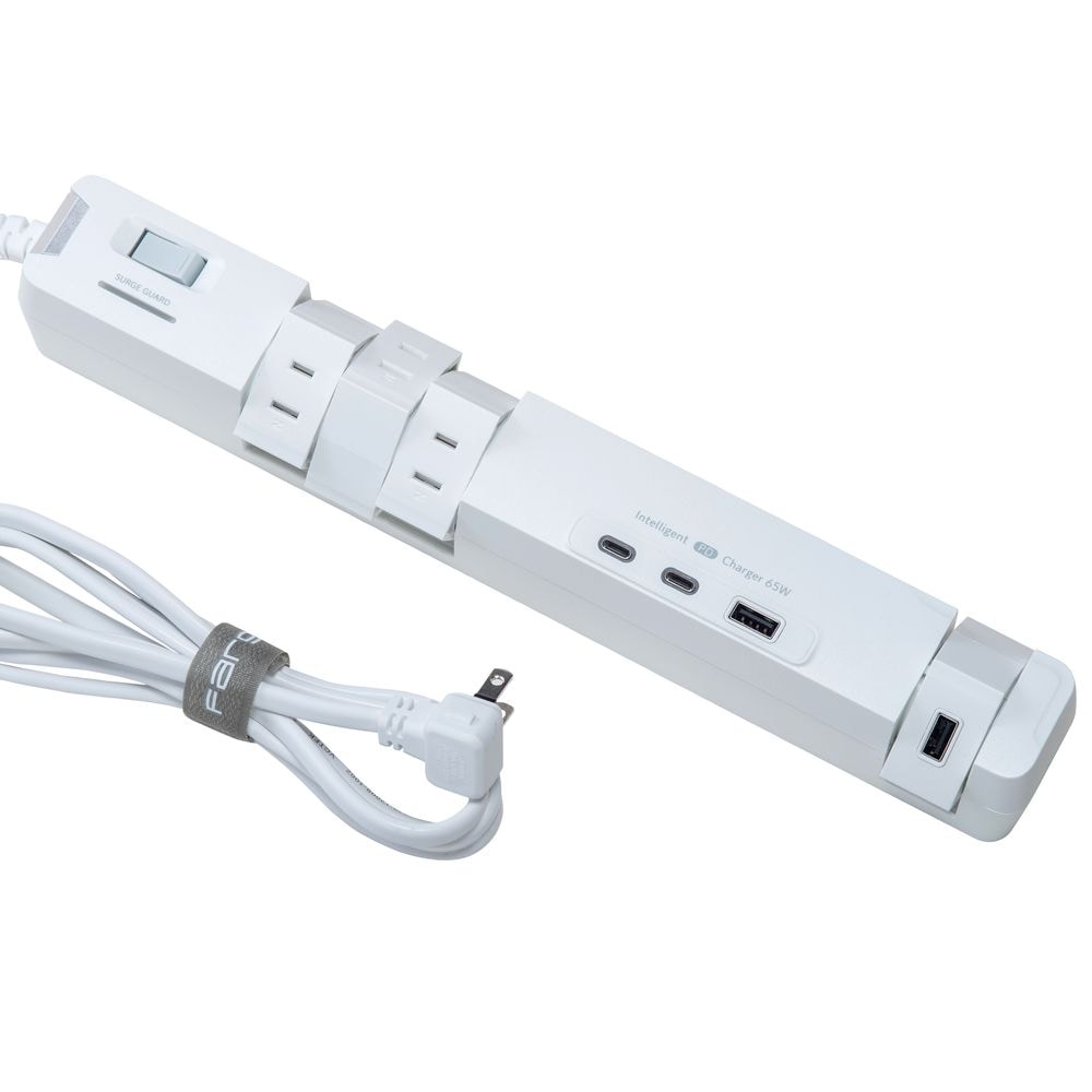 Fargo（ファーゴ） T5WH PD65W AC6個口 USB-C×2ポート・USB-A×2ポート 電源タップ TAPKING 1.8m（ホワイト） T5WH