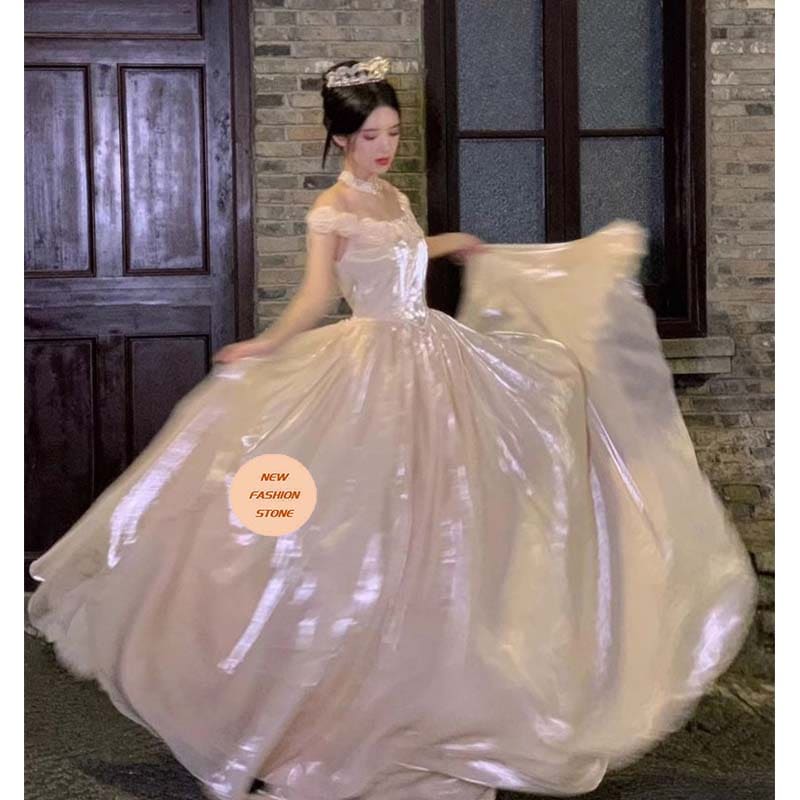 ワンショルダーイブニングドレス新作プリンセススカート