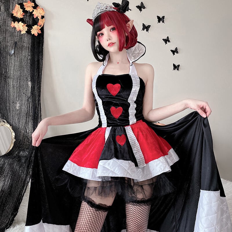 （4点セット）ハロウィン ポーカー皇后 コスプレ 仮装 パーティー 文化祭 お祭り ワンピース