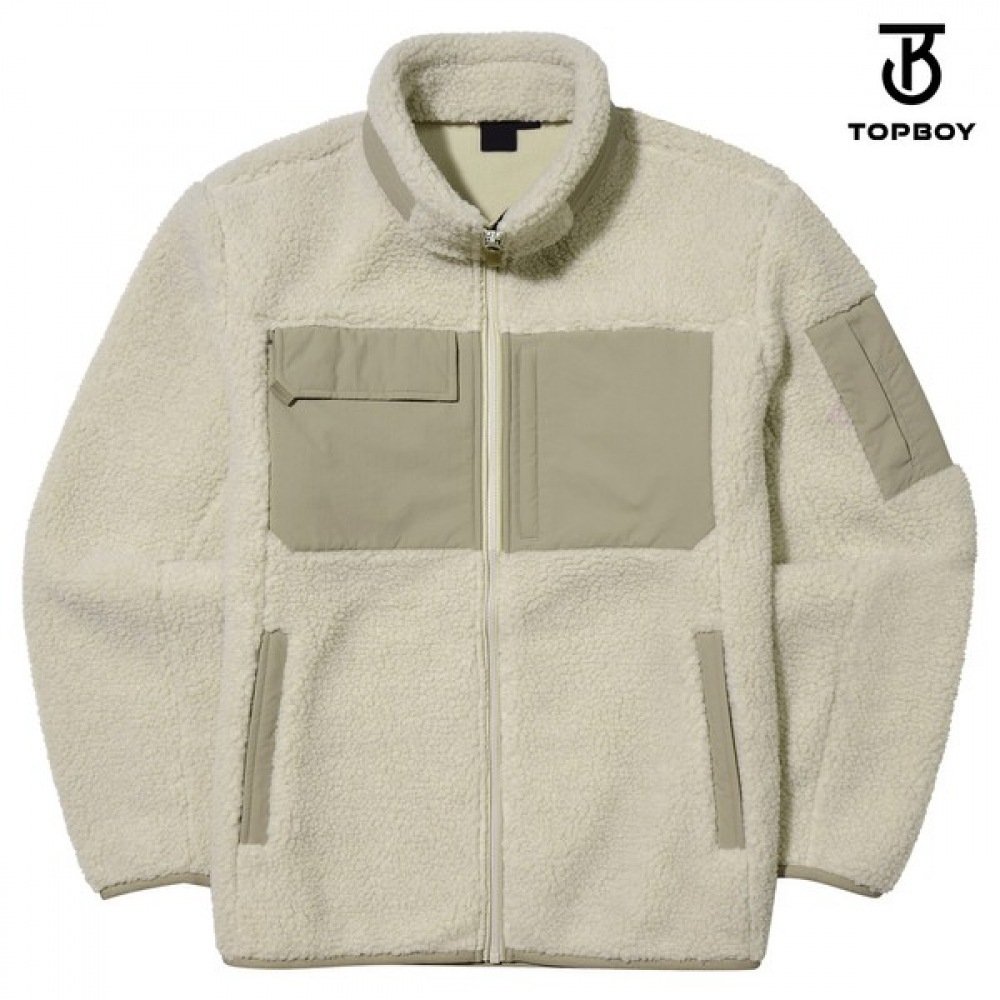 (TOPBOY) ハイネック配色ポケットフリースフリースジャケット (LD002)