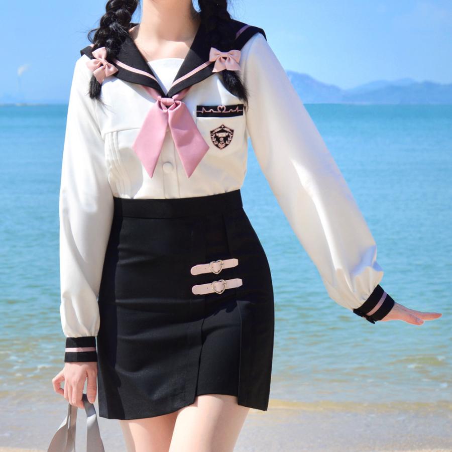 【韓国ins大人気】即納コスプレ セーラー服 韓国制服 セクシー 女子高校生 ハロウィン 衣装 jk コスプレ 長袖 スカート リボン 3点セット 大人 コスチュームセット 仮装 学生服