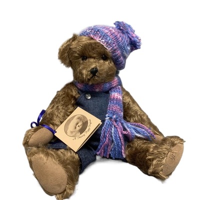 アメリカアーティスト作品　古いテディベア　ヴィンテージ　可愛いぬいぐるみ　モヘア　33cm　帽子を被ったベア