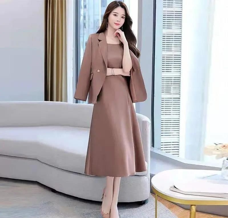 【気質修身】 ダブルブレスト 通勤/OL きれいめ系 大人可愛いAライン ぴったりしたサイズ感 上品見え ラウンドネック