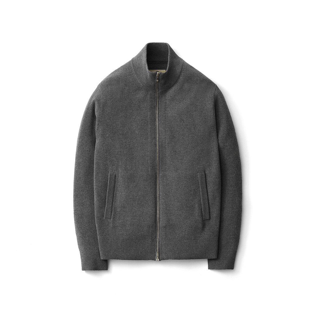 【POTTERY】 PULL ZIP-UP KNIT : CHARCOAL