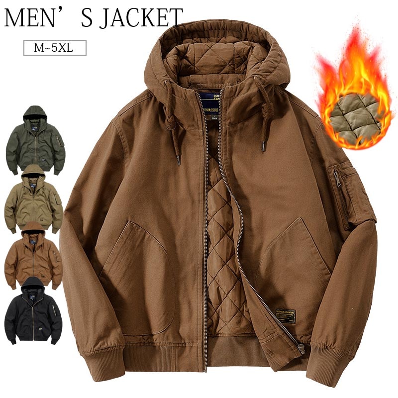 【最新モデル登場！！】中綿入りジャケット メンズ フード付き フライトジャケット ミリタリージャケット アウター 中綿コート 中綿ジャケット 防寒着 暖かい ブルゾン カジュアル 厚手ジャケット おしジャンパー・ブルゾン