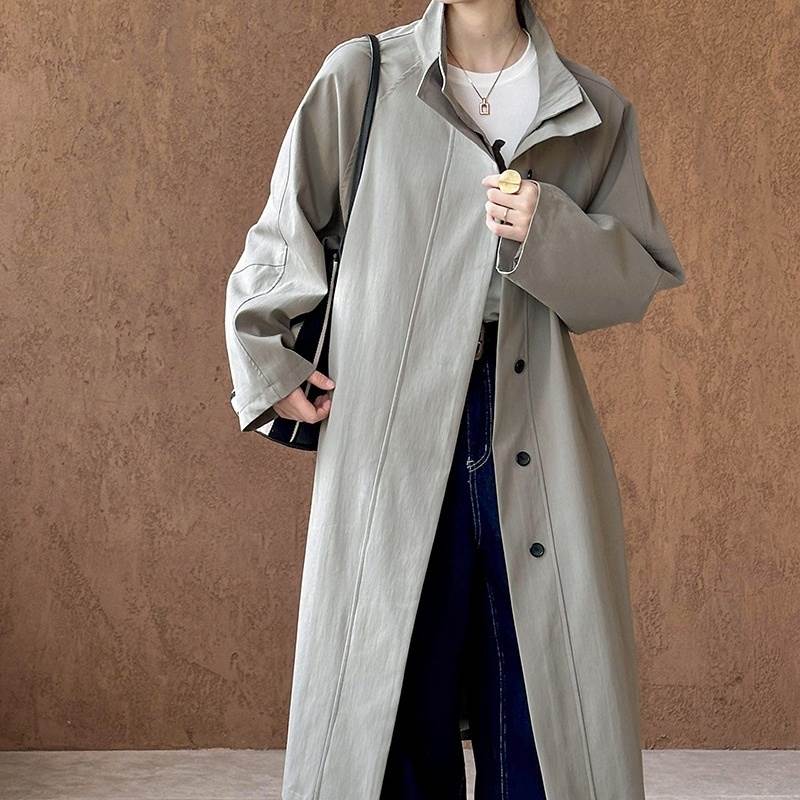 アウター コート トレンチコート レディース 長袖 ハイネック ポケット 前開き ウエストベルト ロング丈 薄手 かわいい 大人可愛い きれいめ シンプル 上品 おしゃれ かっこいい カジュアル こな
