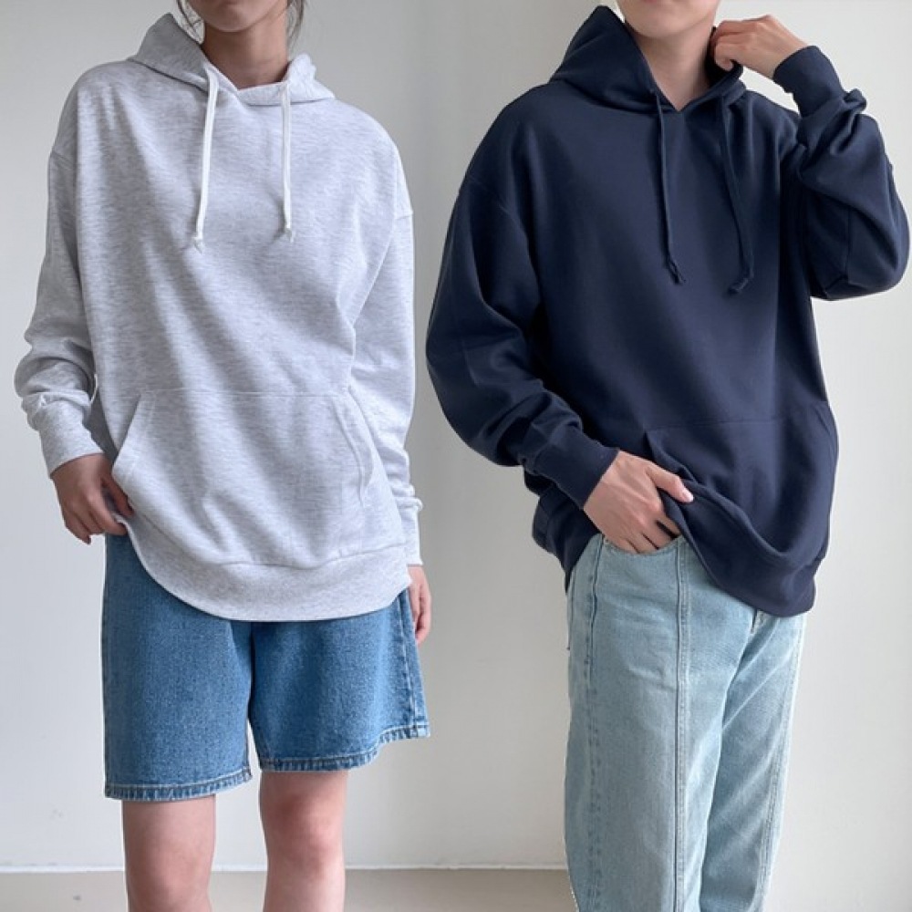 (Paul & Paul) 2パックユニセックスベーシックプレーンオーバーフィットパーカー 5色