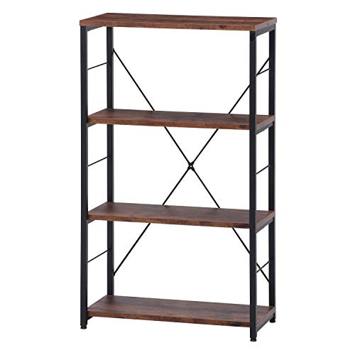 不二貿易 ラック オープンシェルフ 4段 高さ105cm ブラウン ヴィンテージ調 ナビア 1465