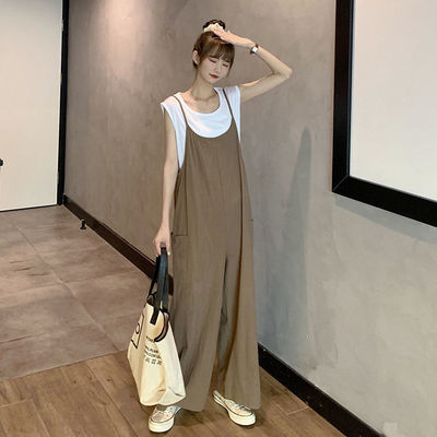 ワイドサロペット Tシャツ セットアップ Tシャツ サロペット ロング ロング丈 袖あり 半袖 フレンチスリーブ ラウンドネック 上下セット 2点セット ツーピース かわいい 大人可愛い きれいめ