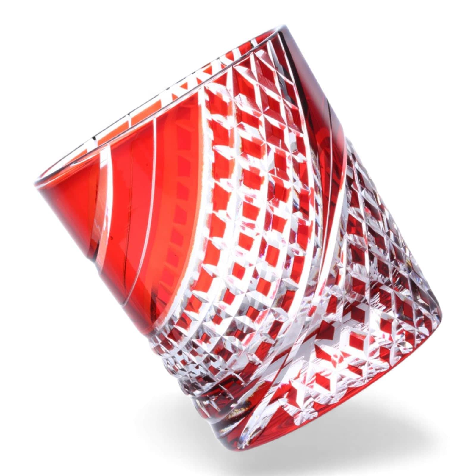 匠美風 ディナー ラグゼ 切子 グラス カップ Φ80xH90mm 280cc 流水格子 レッド 煌雅 PNO.334467