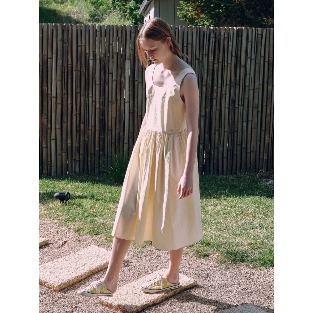 デパウンドワイドストラップドレスライトイエロー