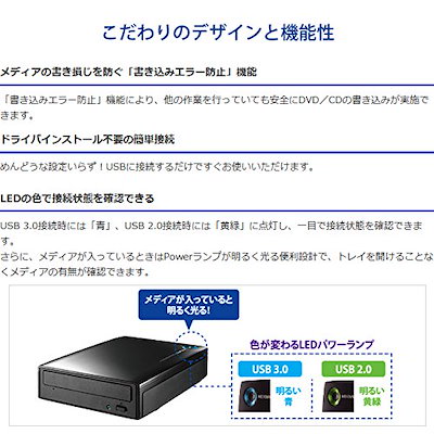 アイオーデータDVDドライブ外付けUSB3.0/DVDR/24倍速書き込み/M-DISC