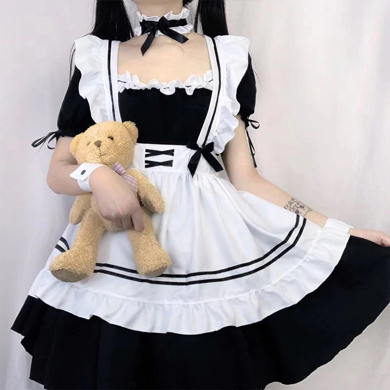 人気No.1!10点セット メイド服 可愛いロリータ/白黒メイド服/コスプレ/ビッグサイズ メイド服/仮装