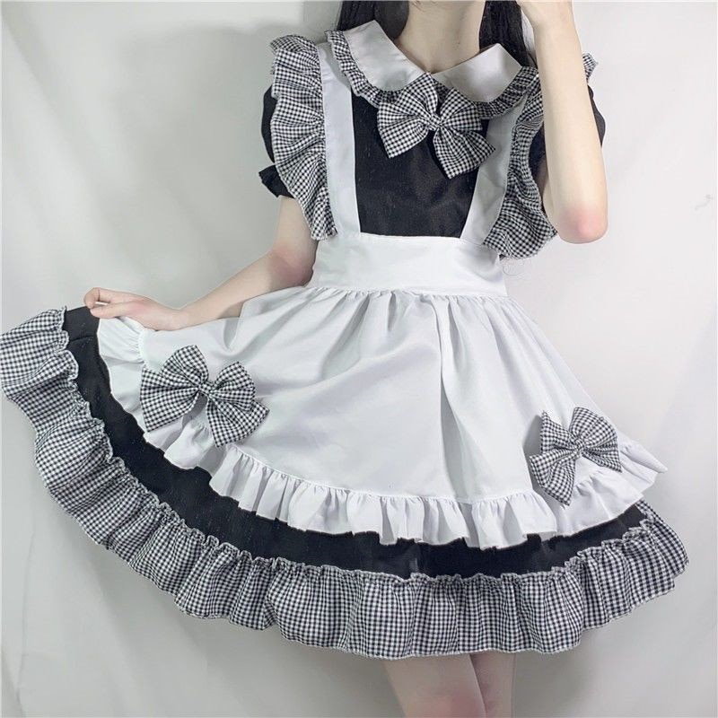 人気No.1!10点セット メイド服 可愛いロリータ/白黒メイド服/コスプレ/ビッグサイズ メイド服/仮装
