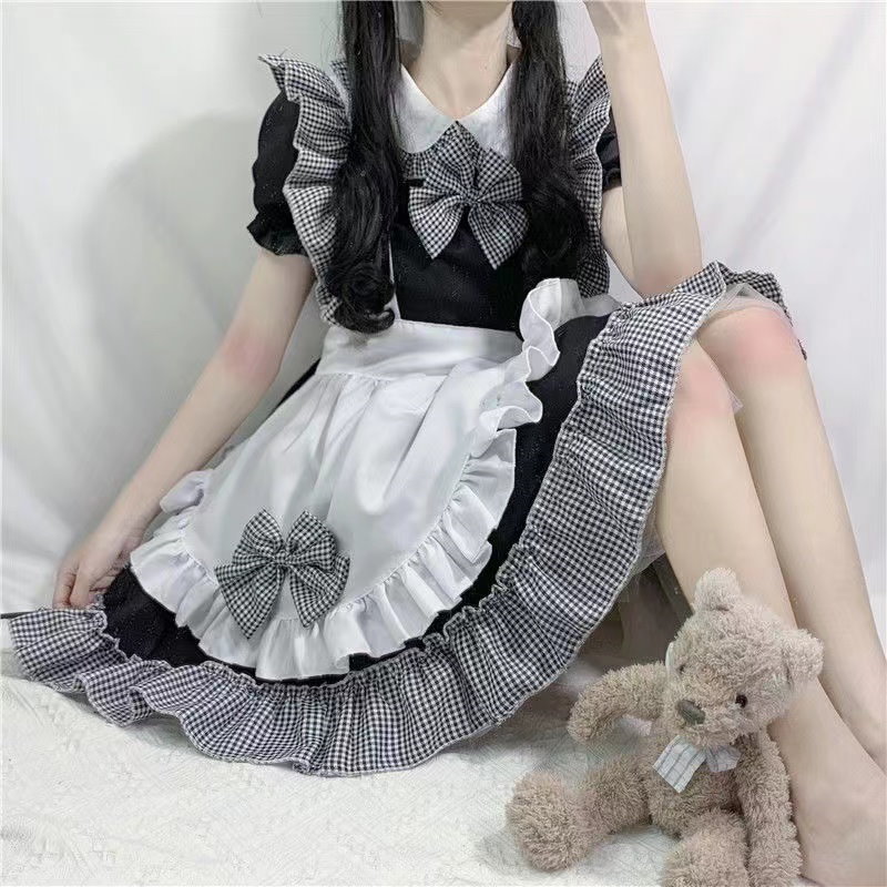 人気No.1!10点セット メイド服 可愛いロリータ/白黒メイド服/コスプレ/ビッグサイズ メイド服/仮装