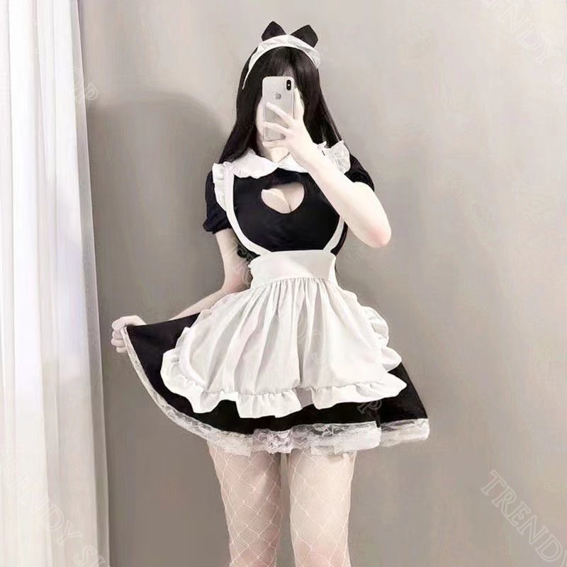 人気No.1!10点セット メイド服 可愛いロリータ/白黒メイド服/コスプレ/ビッグサイズ メイド服/仮装