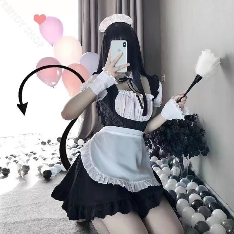 人気No.1!10点セット メイド服 可愛いロリータ/白黒メイド服/コスプレ/ビッグサイズ メイド服/仮装