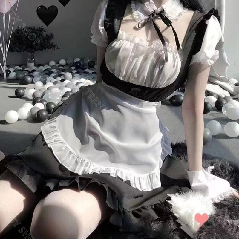 人気No.1!10点セット メイド服 可愛いロリータ/白黒メイド服/コスプレ/ビッグサイズ メイド服/仮装