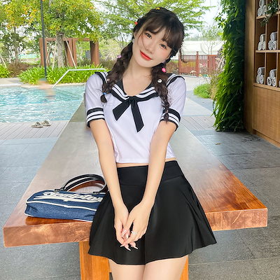 人気ショップ 水着・ラッシュガード-水着2点セット可愛いセーラー服